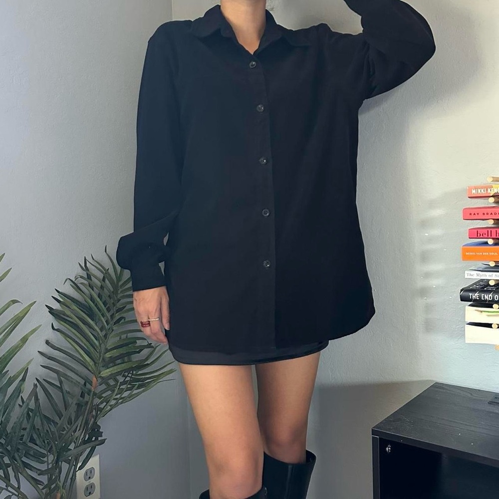 black velvet/suede-like button up